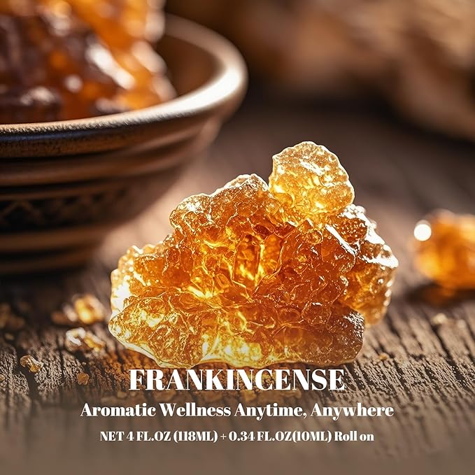Frankincense Essential Oil (4 fl.oz Bottle + 0.34 fl.oz Roll-On) — Frankincense Oils for Aromatherapy, Diffusers, Humidifiers, Home fragrances, DIY Skincare, Candle, Soap Making, Relaxation, Yoga Ethlauff