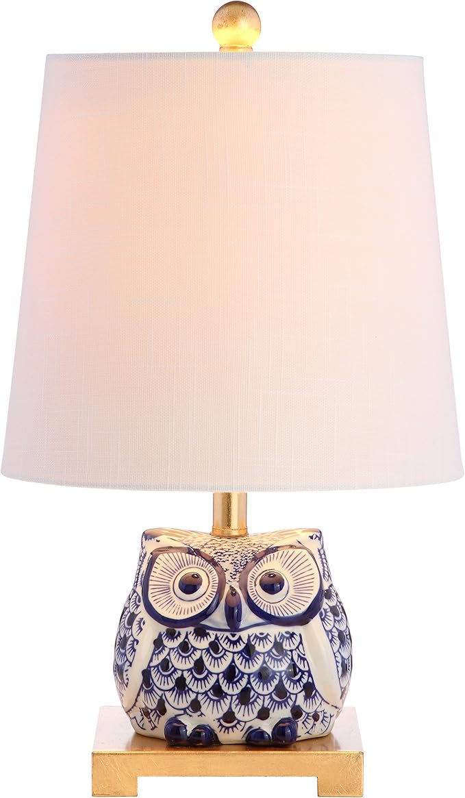 JONATHAN Y JYL3014A Justina 16" Ceramic Mini LED Table Lamp Cottage,Transitional for Bedroom, Living Room, Office, College Dorm, Coffee Table, Bookcase, Blue/White - Bloomnest