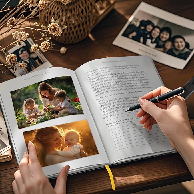 Artmag Mom's Life Story Journal with 250+ Prompt Questions, Family Keepsake Book Leather Cover for Mom to Share Her Memories for Birthday Mother's Day Christmas (Red) - Bloomnest