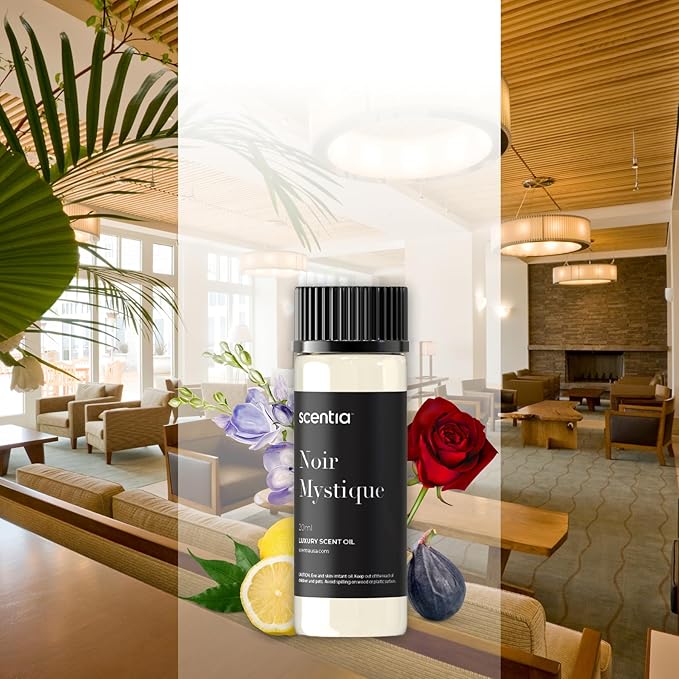 Scentia Noir Mystique – Hotel-Inspired Diffuser Oil, 20ml (0.67 fl oz) | Essential Oil Blend of Rose, Bergamot, Lemon & Musk | Luxury Aroma for Aromatherapy Diffusers & Humidifiers - Bloomnest