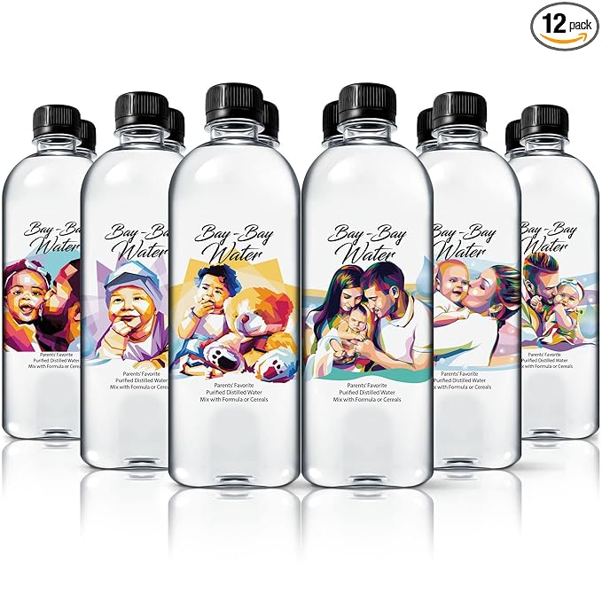 Bay Bay Water - Purified Distilled Water for Babies - 16.9 oz. - Use for Everyday Drinking, Infant Formula, Milk, and Baby Cereal - BPA Free - No Fluoride, Phosphate - Prevent Mineral Overload - (12)