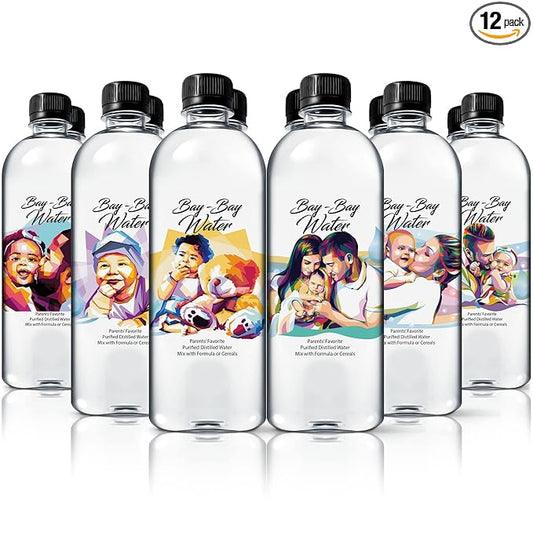 Bay Bay Water - Purified Distilled Water for Babies - 16.9 oz. - Use for Everyday Drinking, Infant Formula, Milk, and Baby Cereal - BPA Free - No Fluoride, Phosphate - Prevent Mineral Overload - (12)