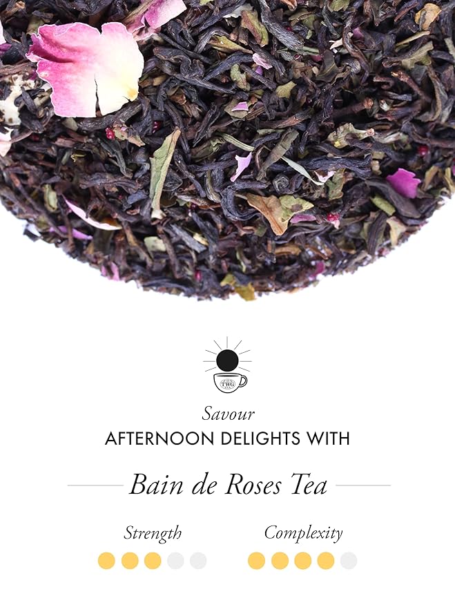 TWG Tea | Bain de Roses Tea | Black Tea | Rosebuds & Rose Petals | 15 Hand Sewn Cotton Teabags | Gift Set - Bloomnest