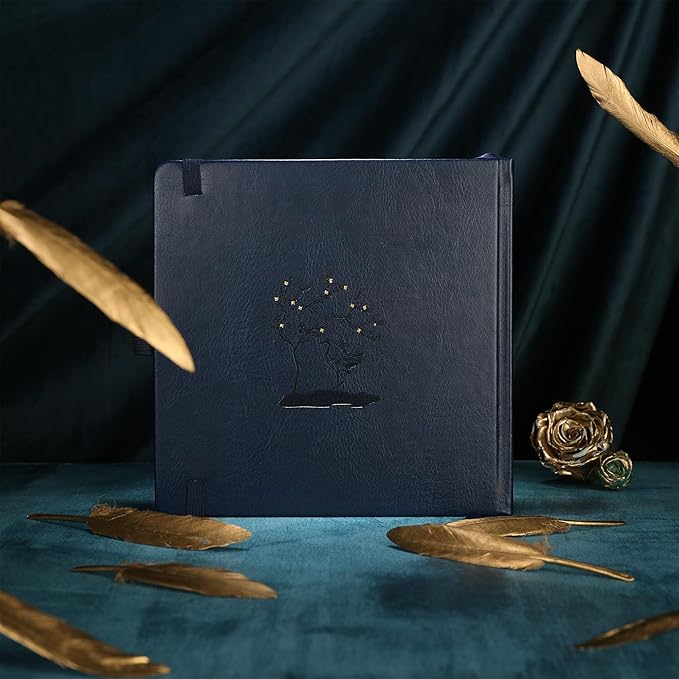 TIEFOSSI Dotted Journal Notebook, Dot Grid Notebook for Women Men, Hardcover PU Leather Journal, 160 GSM Thick Paper, 160 Numbered Pages with Gold Edges, 8 x 8 Square Diary - Bloomnest