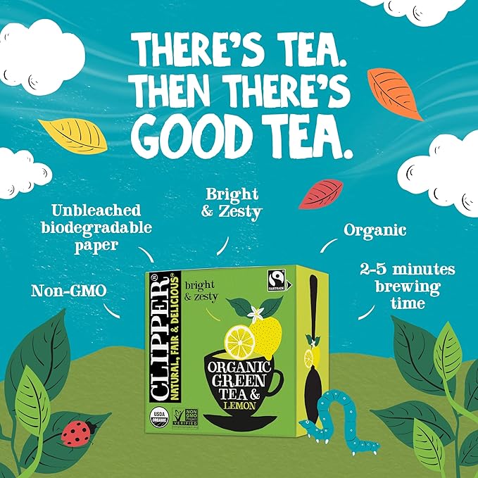 Clipper Tea Green Tea & Lemon Teabags – USDA Organic, Great Hot or Iced – Bright, Zippy, Natural, Fair & Delicious – 50 Tea Bags - Bloomnest