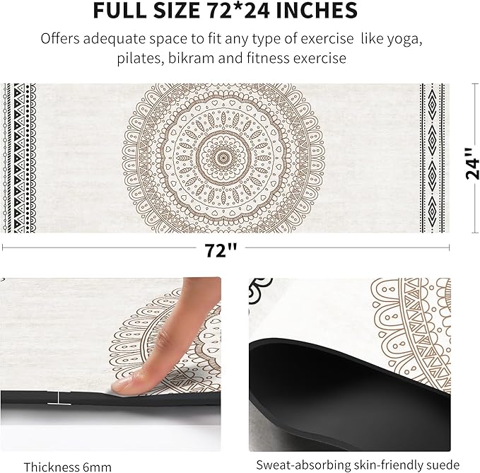 nuveti Yoga Mat Print Extra Thick TPE Non Slip Fitness Exercise Mat with Carrying Bag,72"x24" Extra Thick 6MM Exercise & Workout Mat for Yoga, Pilates Fitness and Floor Exercises - Bloomnest