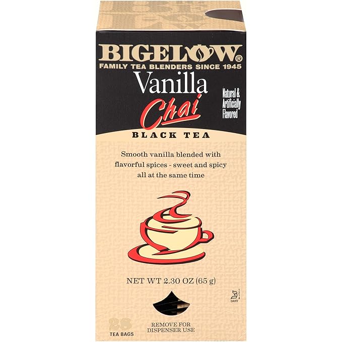 Bigelow Vanilla Chai Tea Bags 28-Count Box (Pack of 1) Black Tea Bags with Spices and Vanilla Flavor Rich in Antioxidants - Bloomnest
