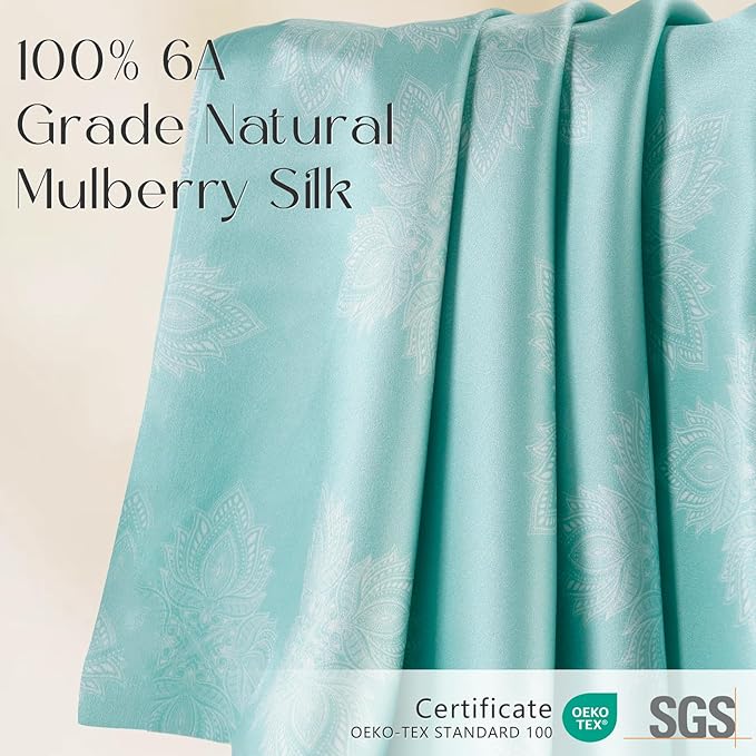 ZIMASILK 100% Pure Mulberry Silk Pillowcase for Hair and Skin Health, Soft and Smooth, Both Sides Premium Grade 6A Silk, 600 Thread Count, with Hidden Zipper, 1pc (Standard 20"x26", Mint Green) - Bloomnest