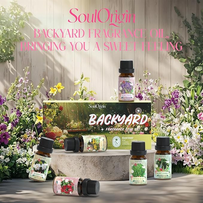 Backyard Fragrance Oils Set, Flower Essential Oil Gift Set for Diffuser, Floral Scent Diffuser Oil, Diffuser Scents Oil for Home-Gardenia, Rose, Lavender, Secret Garden, After Rain,Sunshine - Bloomnest
