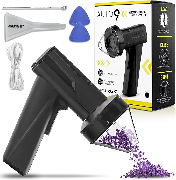 2.5" Large Electric Grinder Herb Grinder, Auto Spice Grinder with Auto Dispensing (Black) - Bloomnest