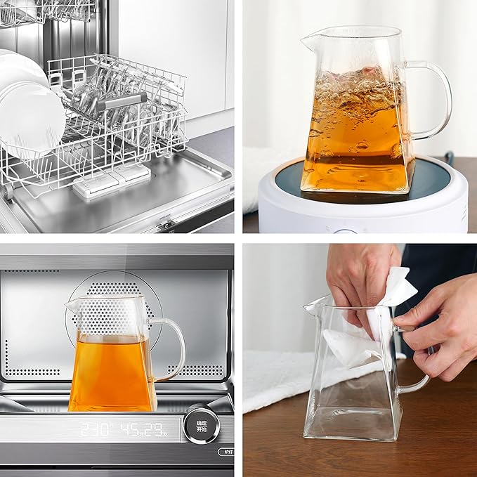 CNGLASS Glass Teapot with Infuser,24oz Clear Glass Tea Kettle with Removable Stainless Steel Strainer,Stovetop Safe Glass Teapot for Blooming and Loose Leaf Tea… - Bloomnest
