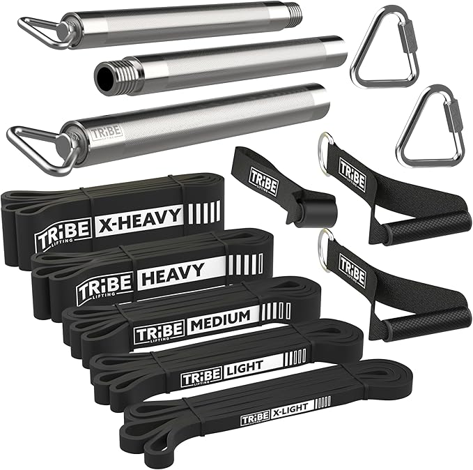 Long Resistance Bands for Working Out Men and Women - Set of 5 Pull-Up Bands, Rubber Handles and Door Anchor - Workout Bands Resistance for Men - Exercise Bands Resistance Bands Set - Bloomnest