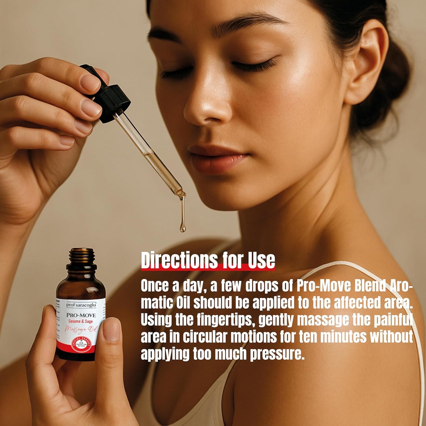 Prof Saracoglu Pro-Move Aromatic Massage Oil with Sesame & Sage – Fast-Absorbing Herbal Oil for Neck, Shoulder, and Muscle Tension Relief, Body Massage & Aromatherapy, 1.01 fl oz