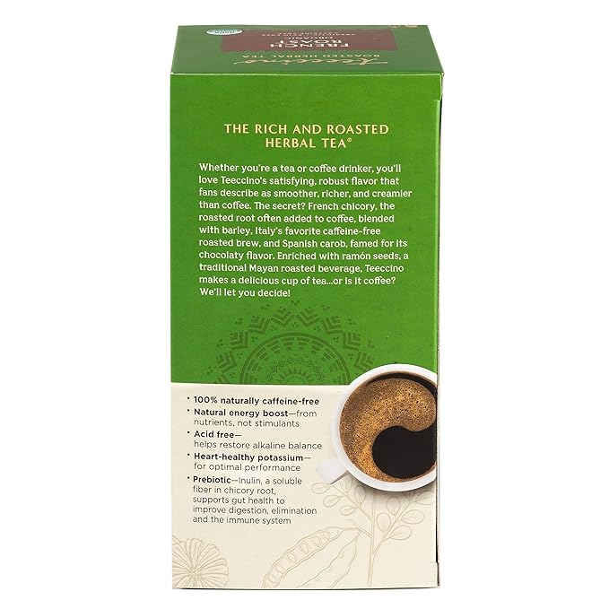 Teeccino French Roast Herbal Tea - Rich & Roasted Herbal Tea That’s Caffeine Free & Prebiotic for Natural Energy, Coffee Alternative, 25 Tea Bags (Pack of 3) - Bloomnest