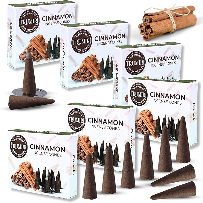 Cinnamon Incense Cones - Total 60 Cone Incense - Six Packs of 10 Insence Cones - Incense Cones Scented - Cone Incense Scents - Insense Cones - Inscent Cones TRUMIRI