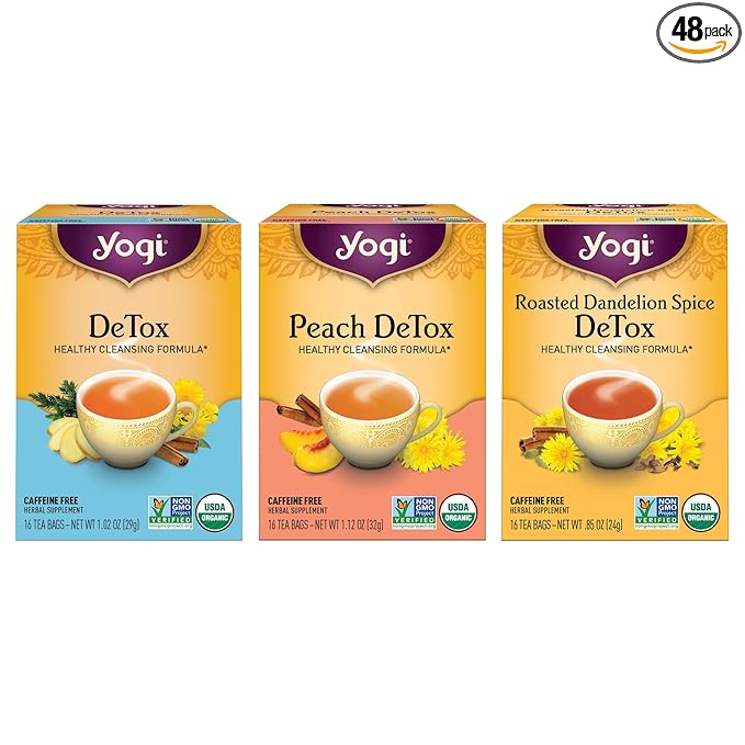 Yogi Herbal DeTox Variety Pack (3 Pack) Healthy Cleansing Formula - Caffeine Free - 48 Organic Tea Bags - Bloomnest