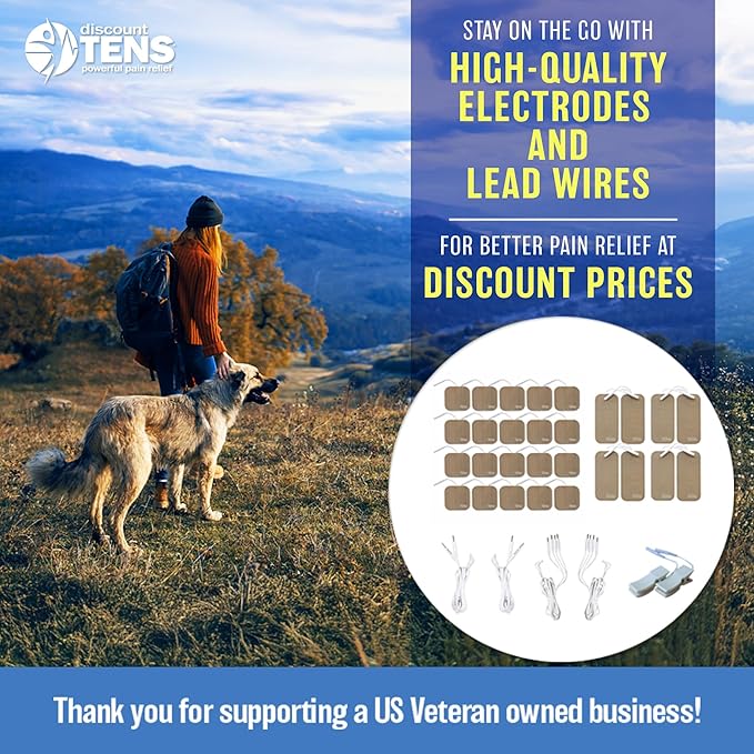 Discount TENS Brand Deluxe Refresh & Upgrade Pack Compatible with TENS 7000 – Includes 28 Premium Self-Adhesive Electrode Pads, Lead Wires, Port Doublers & Accessories Discount+TENS