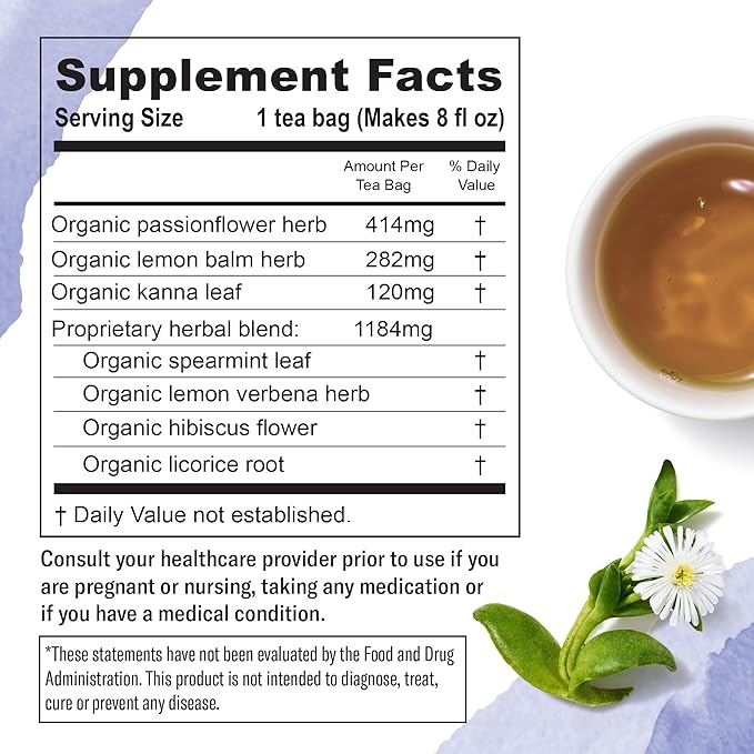 Numi Organic De Stress Herbal Tea – 48 Herbal Tea Bags – Caffeine Free Blend with Spearmint Passionflower Lemon Verbena Lemon Balm Hibiscus & Licorice for Relaxation & Calm - Bloomnest