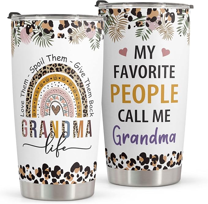 Macorner Grandma Gifts - Stainless Steel Tumbler 20oz for Women - Birthday Christmas Mothers Day Gift for Mom Nana Mimi From Daughter Son Grandkids - Best Grandma Ever - Bloomnest
