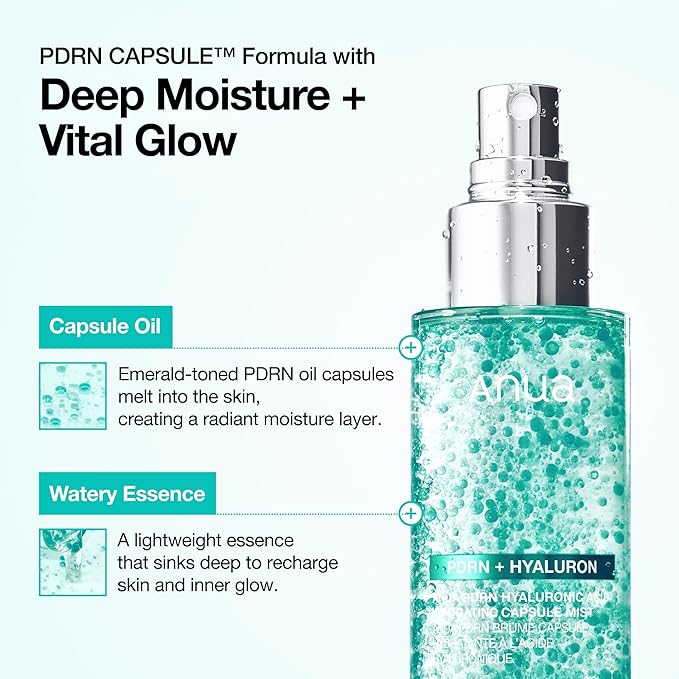 Anua PDRN Collagen Glow Facial Serum Spray, Hydrating Face Mist, Hyaluronic Acid, dewy glass finish, All Skin Types, Instant Plumping Hydration, Firming Care, Korean Skincare, 3.38 fl oz - Bloomnest