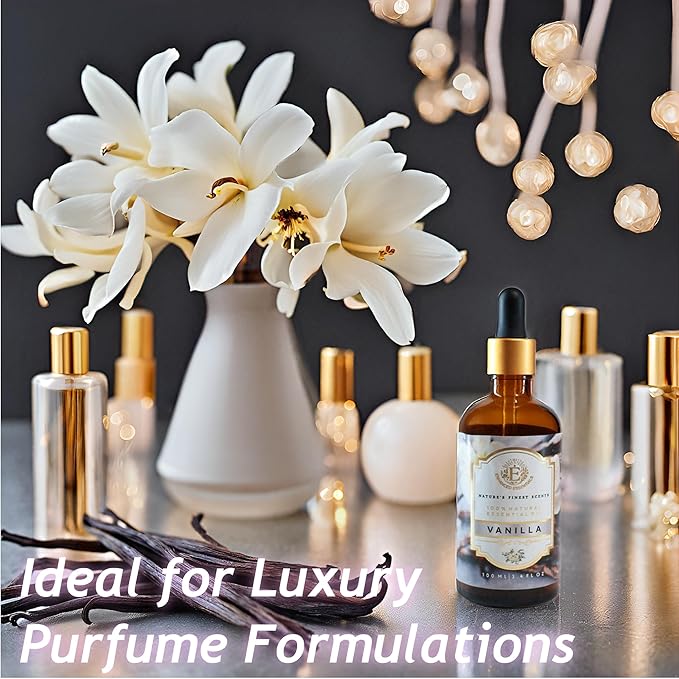 Luxurious Vanilla Essential Oil by Enhanced Essentials|Slow Distilled & Pure|Concentrated Oils for Diffusers,Skin Care, Aromatherapy, Bath,Perfume,Gifting,Soap & Candle Making|3.38 Fl Oz (100 ml) Bloomnest