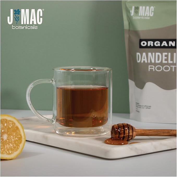 J Mac Botanicals Organic Dandelion Root (16 oz) unroasted, herb for tea and other infusions, Packaged in the USA, Certified USDA Organic - Bloomnest