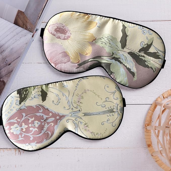 Maxfeel 100% Pure Silk Eye Mask Sleep Eye Mask Eye Cover Eyeshade Sleeping Eye Mask Floral Colors (#28) - Bloomnest