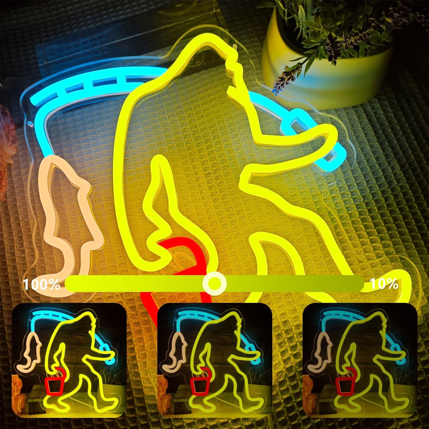 Bigfoot Fishing Neon Sign Dimmable Sasquatch Neon Sign for Wall Decor Bigfoot Neon Light Up Sign for Bedroom Holiday Birthday Christmas Gifts for Friends Kids