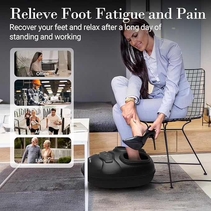 Shiatsu Foot Massager with Heat - Upgraded Foot Kneading Massage with App Control,Feet Massager for Plantar Fasciitis & Neuropathy Pain,Adjustable Compression & Heat,Fits Size Up to 13" - Bloomnest