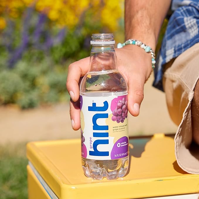 Hint Fruit-Infused Bottled Water, Grape - Sugar Free Flavored Water with Zero Calories, Naturally Flavored, and No Artificial Sweeteners - 16 Fl Oz (Pack of 12) - Bloomnest