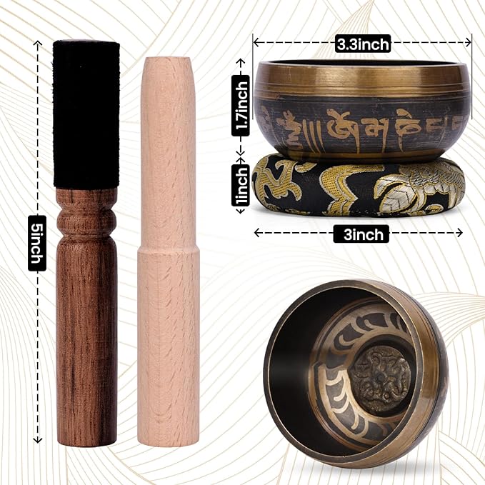DomeStar Tibetan Singing Bowl Set, Authentic Handmade Meditation Bowl Stress Relief Yoga Set with Striker & Cushion for Sound Therapy, Chakra Healing, Spiritual Gatherings - Bloomnest
