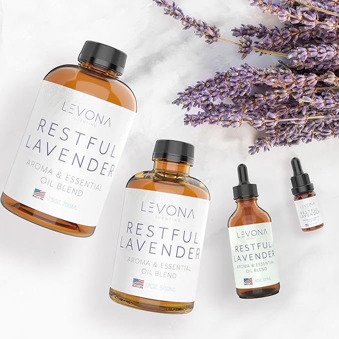 Levona Scents Pure Essential Oils for Diffusers for Home Luxury Scents - Restful Lavender Essential Oil is A Floral Blend of Eucalyptus, Bergamot, Lavender - Aroma Diffuser Oil LEVONASCENT