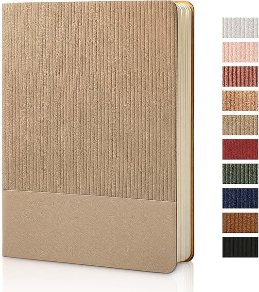 Lined Journal Notebook for Work College Ruled Note Book 5.79"x8.27" A5 PU Leather Daily Journaling 216 Pages for Women Men Writing Home School Supplies Business (Khaki) - Bloomnest