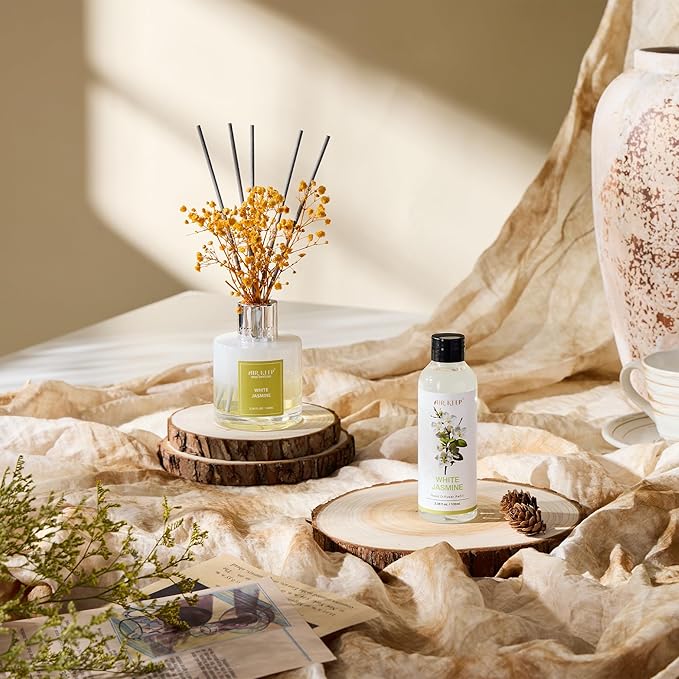 Airkeep Reed Diffuser Oil Refill/White Jasmine/3.38oz（100ml/1 Pack/Scented Oil Refill for Reed Diffuser Home Fragrance for Bedroom, Bathroom Office Home Decor - Bloomnest