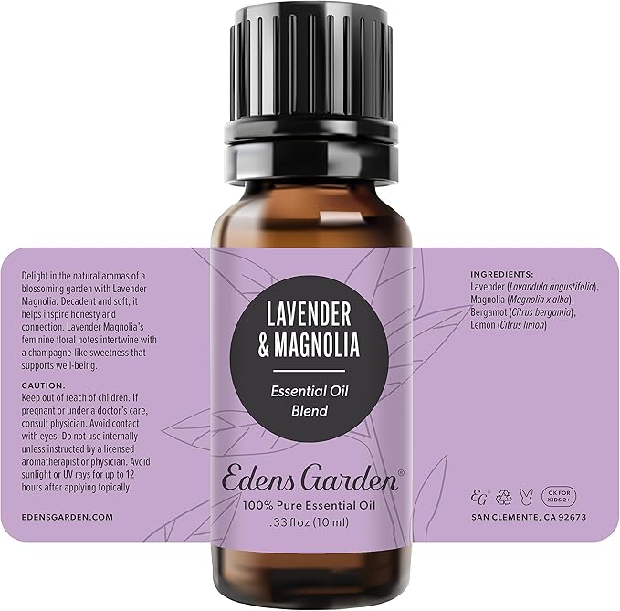 Edens Garden Lavender Magnolia Essential Oil Blend- 100% Pure Premium Grade, Undiluted, Natural, Therapeutic, Aromatherapy, The Best for Diffusing, Skin, Candle, Laundry 10 ml (.33 fl oz) EdensGarden