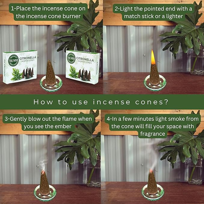 TRUMIRI Citronella Incense Cones - 20 Cone Incense - Dual Pack of 10 Cones TRUMIRI