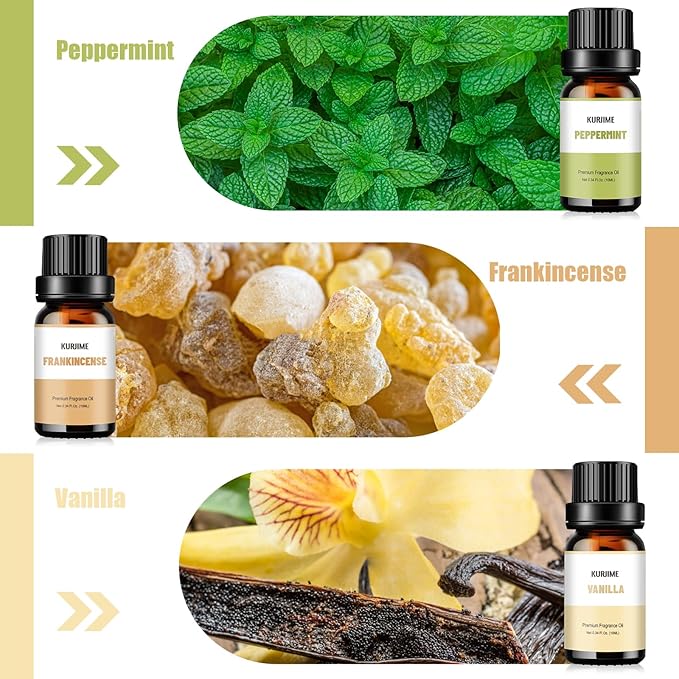 Essential Oil Set, Earthy Scents Fragrance Oil Essential Oils for Diffuser Oil Scents | Peppermint, Frankincense, Vanilla, Helichrysum, Neroli, Tobacco Vanilla Scented Oils, 6x10ml - Bloomnest