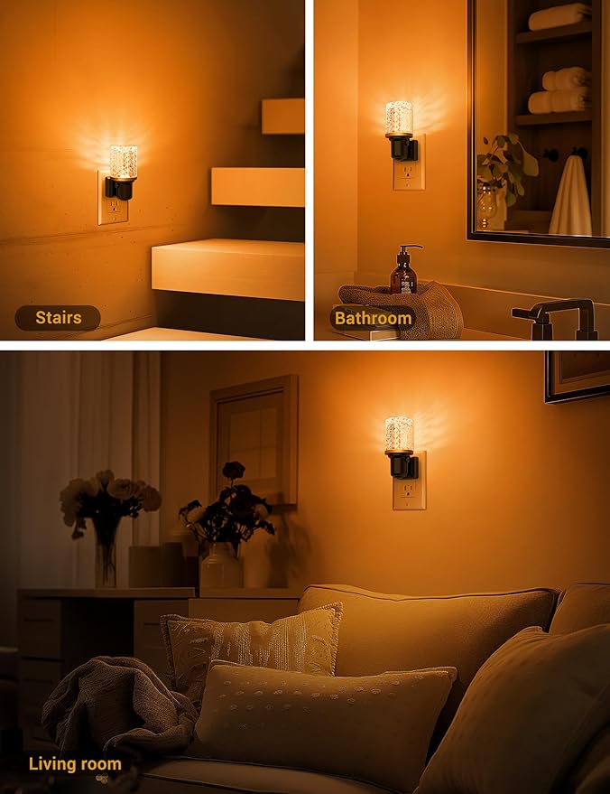 JandCase LED Night Light Amber, Dimmable Night Lights Plug into Wall, Modern Nightlight with Auto On Off Light Sensor, Amber Night Light 0-100LM Brightness for Bathroom Hallway Bedroom Decor - Bloomnest
