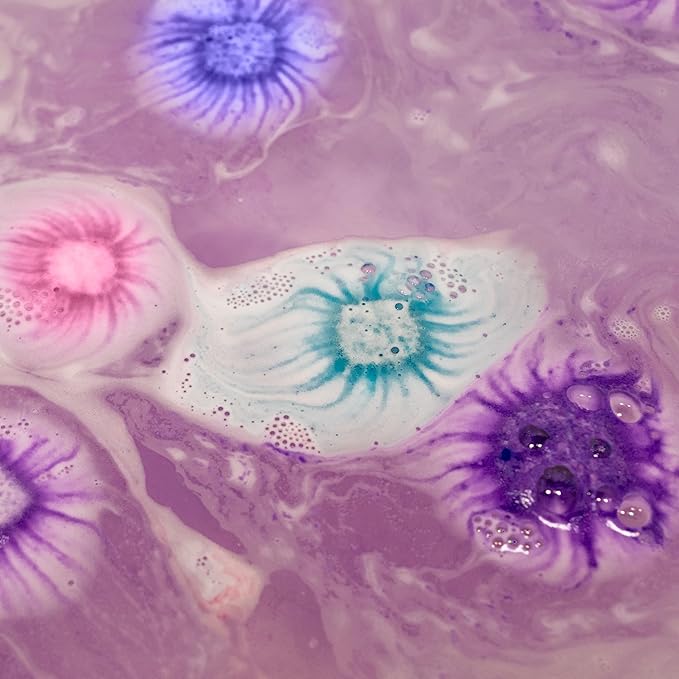 Tub Works Lil' Bursts Mini Bath Bombs for Kids, 90 Count, Cosmic | Nontoxic | Tiny With A Burst of Color, Foam & Bubbles | Customize With Fun Colors | Create Bath Art - Bloomnest