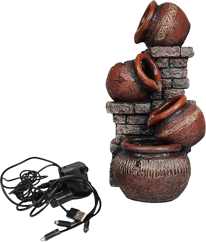 Indoor Desktop Fountain with Led Light - Layered Rock Waterfall Fountain, 13.77 x 5.9 x 5.9 inches, Silent Tabletop Water Feature Decor for Relaxation - Bloomnest