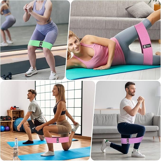 Fabric Resistance Bands Set – Booty Bands for Legs & Glutes, 3 Resistance Levels, Non-Slip Workout Bands for Women & Men, Ideal for Yoga, Pilates, Fitness, and Home Workouts - Bloomnest