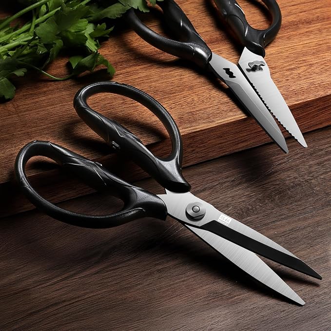 SHAN ZU 8.4" Titanium Heavy Duty Kitchen Scissors - Japanese 5Cr15MoV Stainless Steel Shears, All Purpose Detachable Shears for Meat/Herbs/Poultry, Dishwasher Safe, Gift Box Included (Black) - Bloomnest