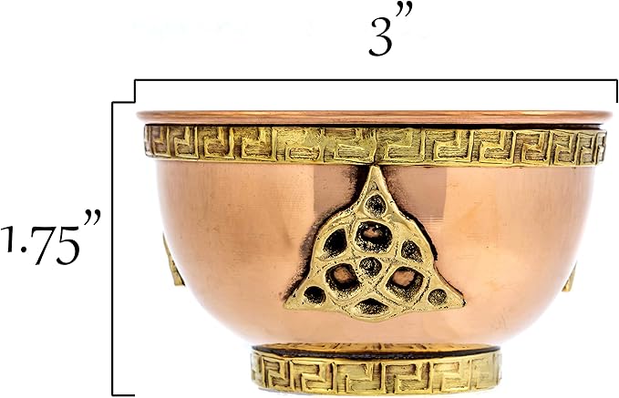 Copper Offering Bowl - Copper Bowl Altar for Ritual Use, Incense Holder, Smudge Kit, Home Decor (Triquetra) - Bloomnest