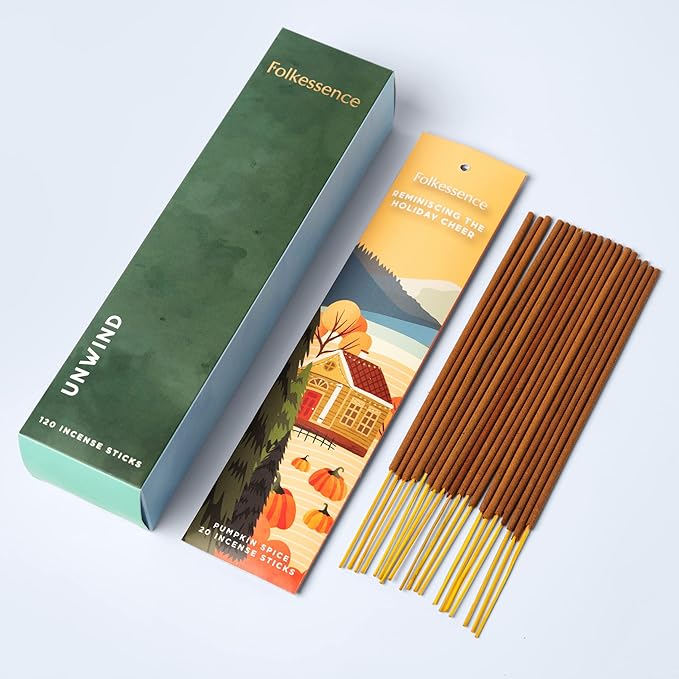 Folkulture Incense Sticks (120 Sticks) | Set of 6 Premium Incense for Relaxation, Aromatherapy, Gifts | No Charcoal,Organic, Non Toxic, 45 Mins, Long Burning Oud, Jasmine, Peppermint Insence-Sticks