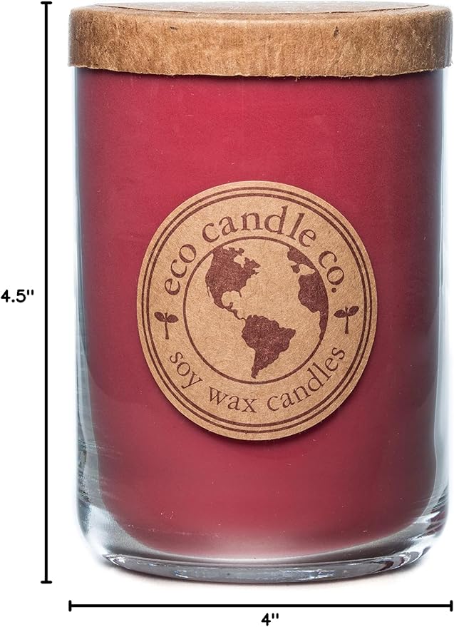 ECO CANDLE CO. Recycled Candle, Crushed Cranberry, 26 oz. Double Wick - Scents of Fresh Cranberries, Apples, Citrus, Clove & Cinnamon - 100% Soy Wax, No Lead, Kraft Paper Label & Lid, Hand Poured - Bloomnest