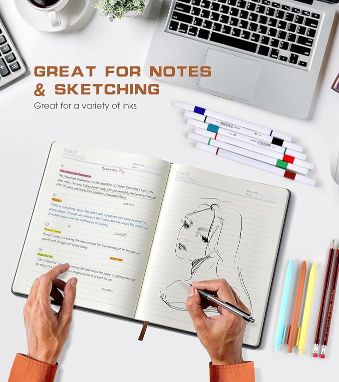 Lined Journal Notebook for Women Men,256 Pages A4 Large Hardcover Leather Journals for Writing,Travel,Business,Work,School,College Ruled Notebooks for Note Taking, Diary Notepad 8.6"×11" - Bloomnest