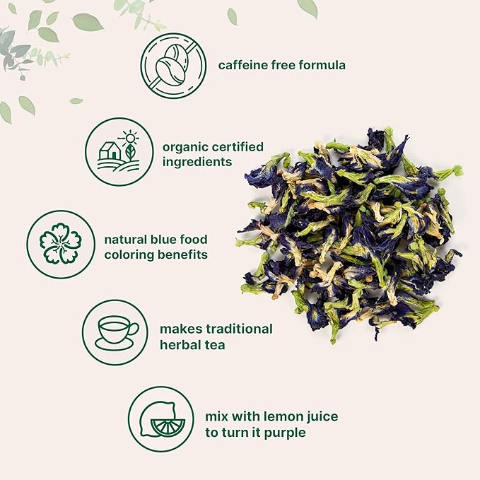 Micro Ingredients Organic Butterfly Pea Flower Tea, 8 oz (680+ Cups) | Loose Leaf Herbal Tea | Natural Blue & Purple Color | Rich in Antioxidants | Caffeine-Free, Non-GMO, No Sugar - Bloomnest