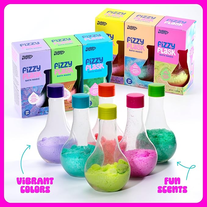 Tubby Tots Bath Potion Kits for Kids - 6 Pk - Bath Bombs for Kids - Toddler Bubble Foam Colors Fizzies - Bathtub Toys for Kid Ages 4-8 Years Old - Science Soap Potions Kit Age 3 4 5 6 7 8 - Non Toxic - Bloomnest