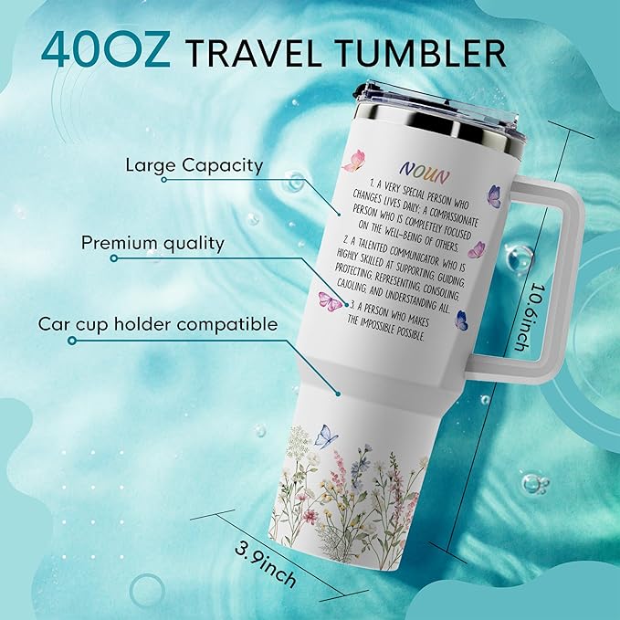 Social Worker Gifts - Tumbler Mug, Office Decor, 40oz with Handle and Straw - Bloomnest