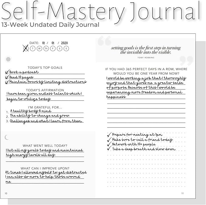 Self-Mastery Journal for Men - Gratitude Journals – 5 Minute Journal - Reflection Manifestation Journals for Mindfulness – Self Care Journal – Goal / Guided Gratitude Journal for Women & Men - Bloomnest
